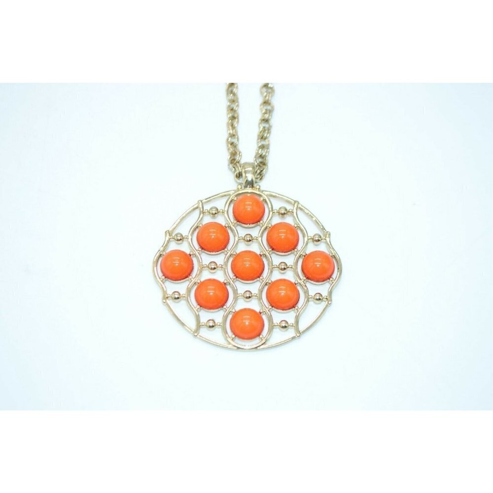 Orange Acrylic Cabochon Large Medallion Mod